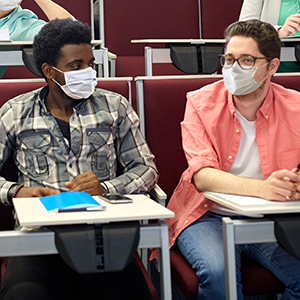 High school students wearing masks