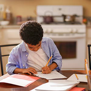 Student working at home