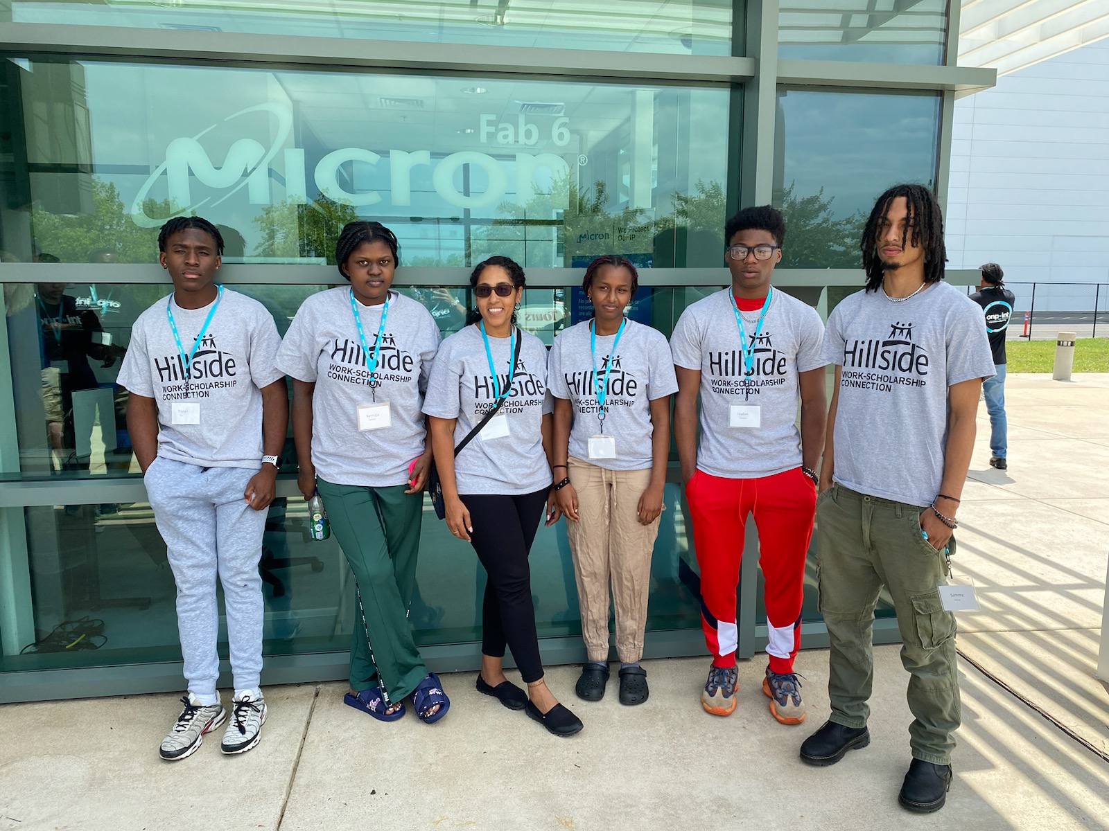 This is a photo of SCSD students who  attended a trip to Micron - standing in front of the Micron building in Virginia.