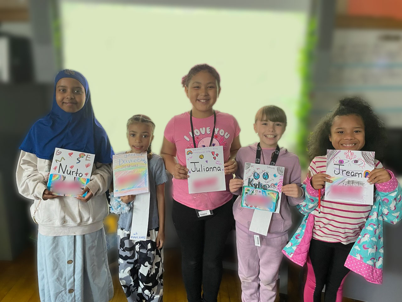 This is a picture of girls in an empowerment group at Porter.