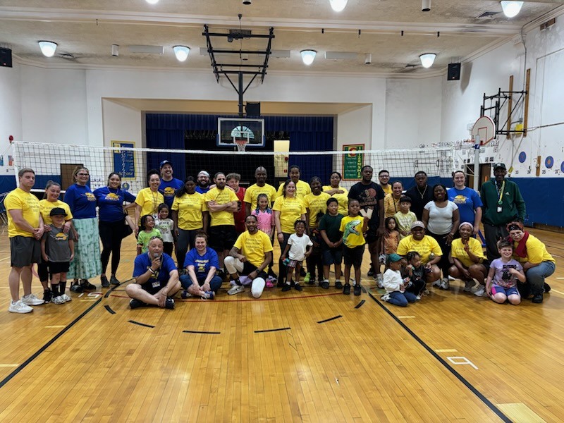 This is a picture of the Roberts families and staff who participated in a recent volleyball night.