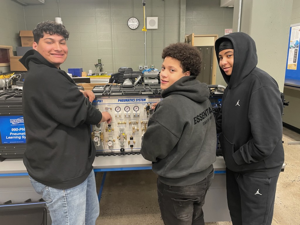 This is a photo of three Computer Chip students in their classroom.
