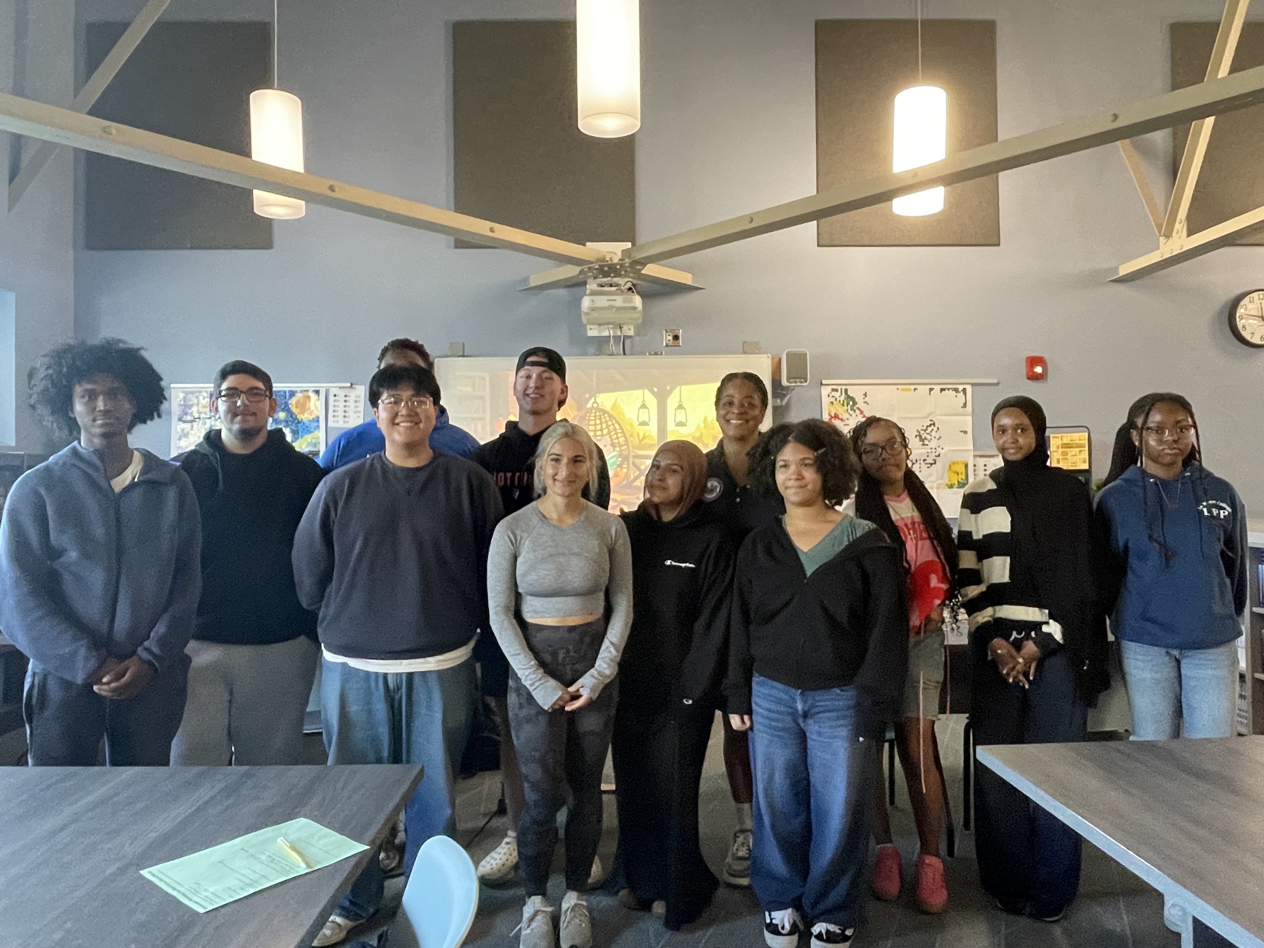 This is a photo of Assemblywoman Pamela Hunter with a group of Nottingham students.