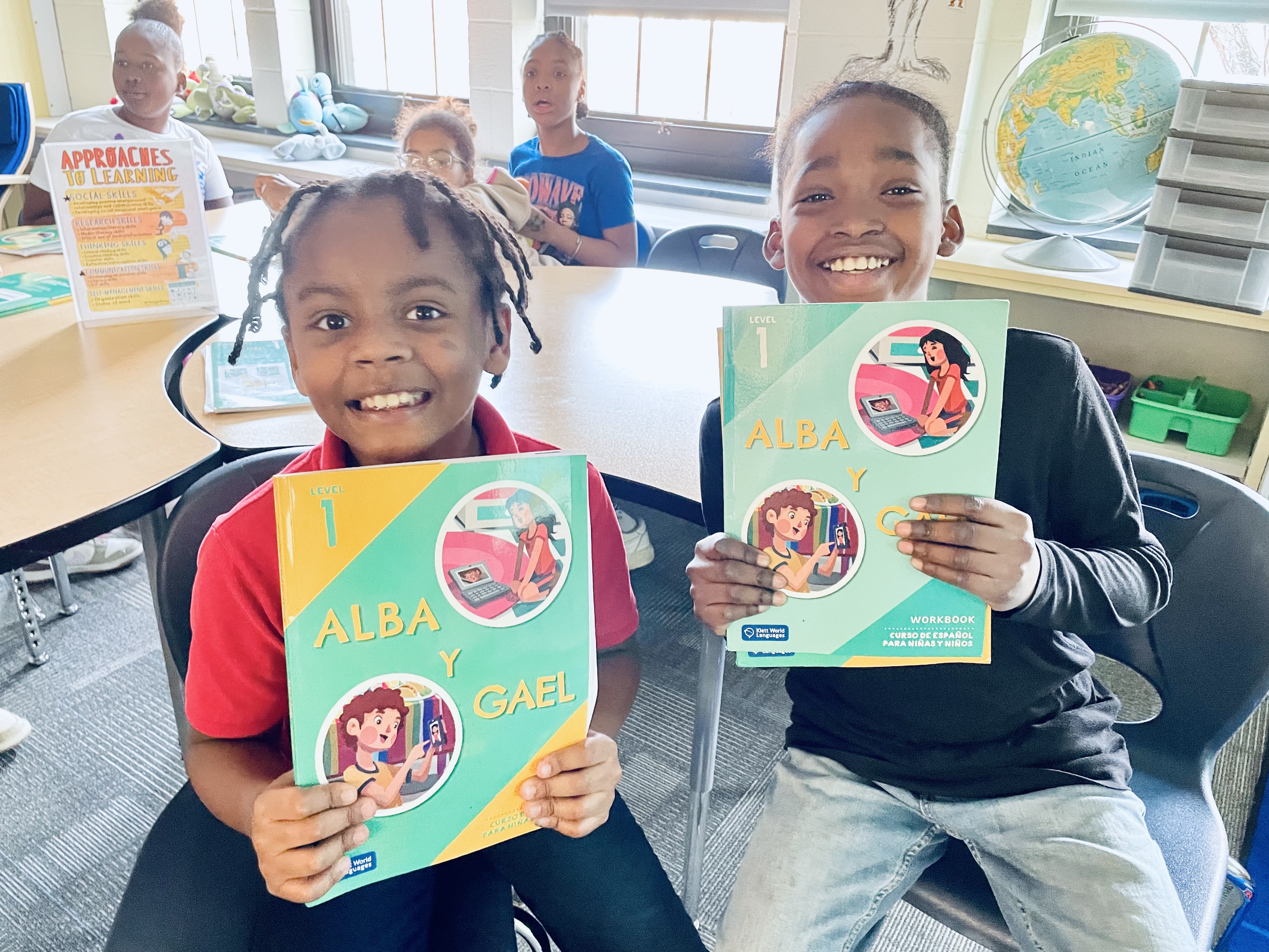 This is a photo of two Meachem students in their Spanish class.