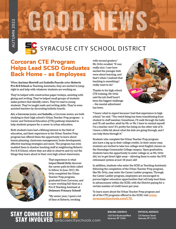 District Newsletters The Syracuse City School District Syracuse, NY